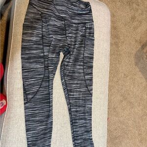 Women's Black Striped Leggings